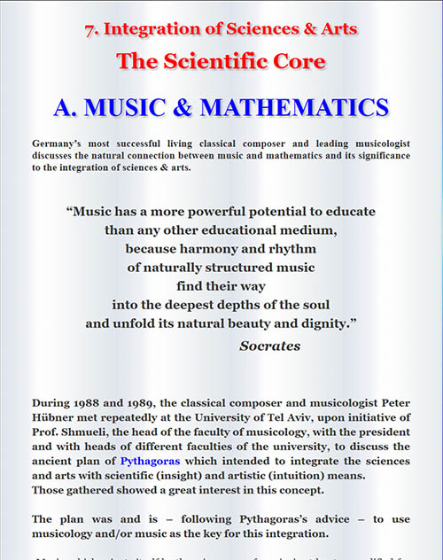 Integration of Sciences and Arts - Peter Hübners mathematics project